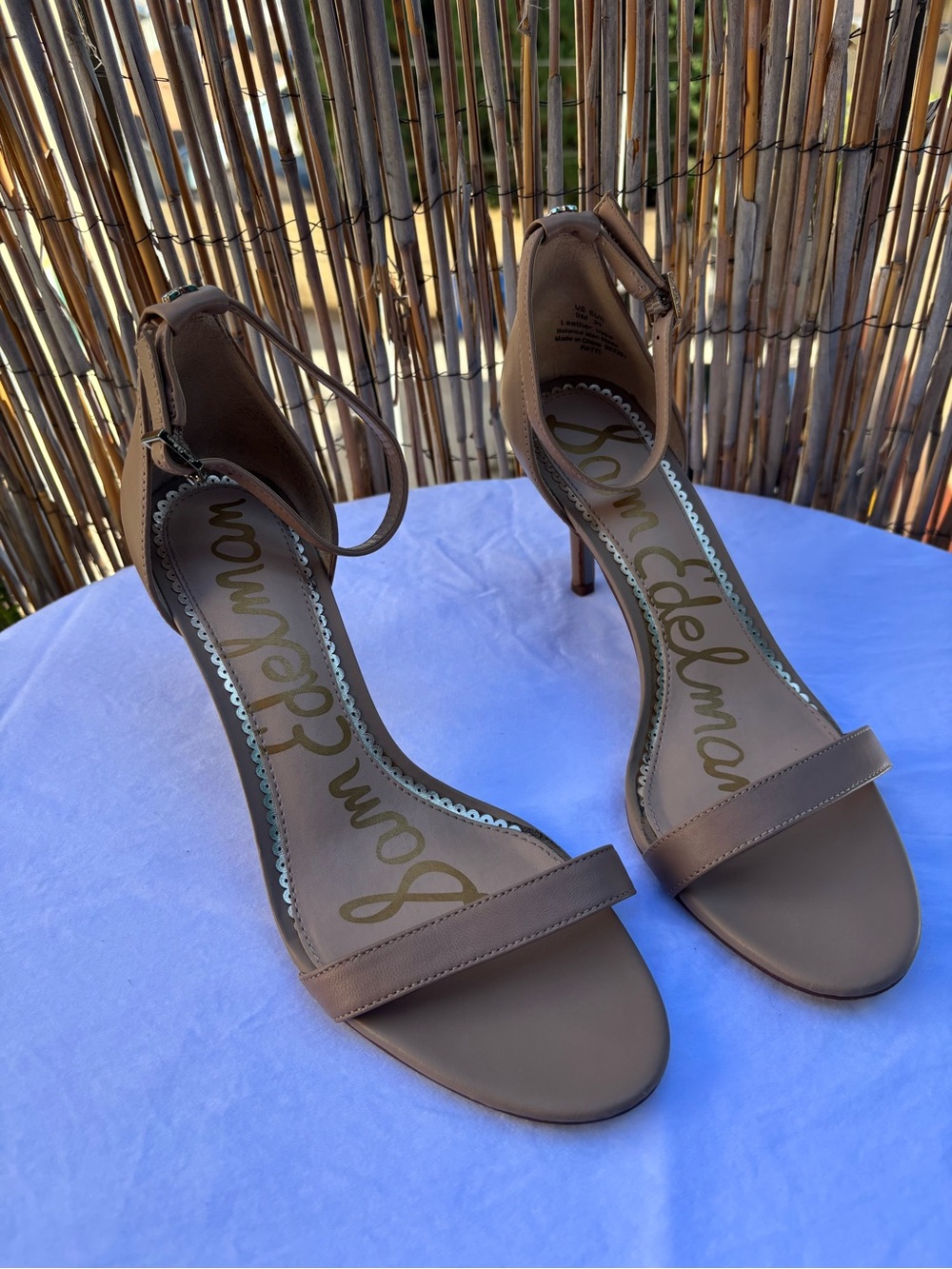 Sam Edelman Patti ankle strap heels in Classic Nude Leather, size 9M